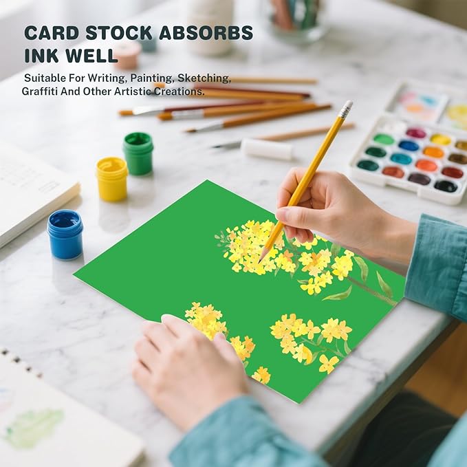 Cardstock 8.5 X 11, 40 Sheets,Christmas Green Card Stock, 75lb/ 180gsm,Dark Green Copy and Printer Paper For Art, Drawing, Invitations, DIY Cards, Craft, Construction, School & Office Supplies