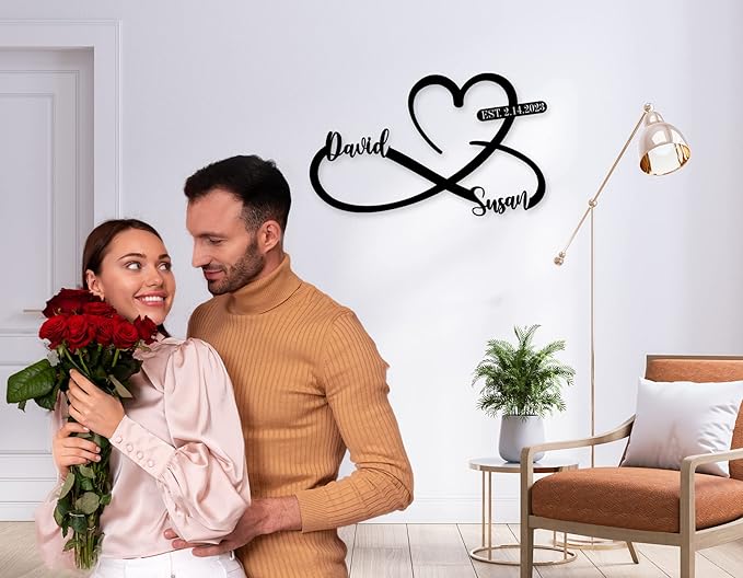 Custom Metal Heart and Infinity Wall Art Valentines Day Wedding Gifts Housewarming Gift Love Metal Sign Infinity Metal Sign Heart Metal Wall Art Love Heart Metal Sign