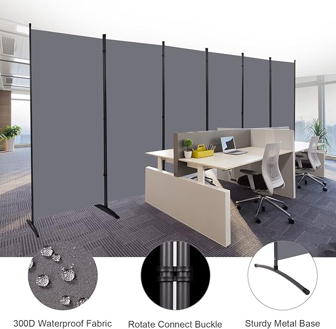 Room Divider 6FT Folding Privacy Screens, 6 Panel Partition Room Dividers w/Freestanding Design, Portable Wall Divider for Room Separtation, Fabric Screen Panel Separator for Home Office School