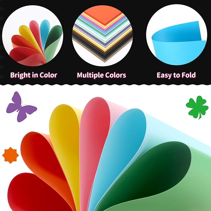 200 Sheets Colored Cardstock 8.5 "x 11", 65LB 180GSM Craft Bulk Construction Paper, 20 Assorted Colors Card Stock Paper for School & Office, Card Making Printer Scrapbook Decorations DIY Crafts