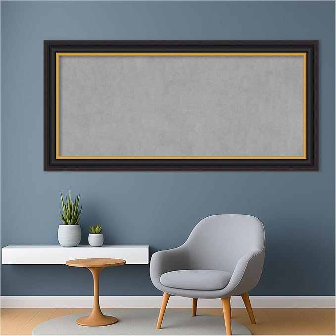 Amanti Art Black Framed Magnetic Board 26x54 Oversize Vision Board for use with Magnets, 100% Metal Sheet to Display Items as Office Decor or for Home Organization in mudroom, Kitchen or Kids Room