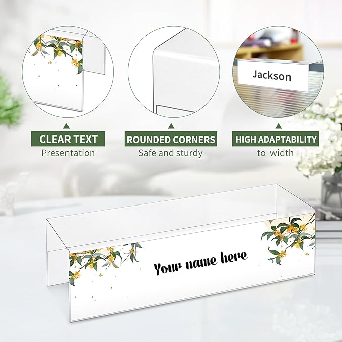 20 Pieces 2.25 Inch Cubicle Name Plate Holders Cubicle Name Tags Clear Cubicle Name Sign Bulk for Office Home Classroom Library 8.5 x 2.5 x 2.4 Inch