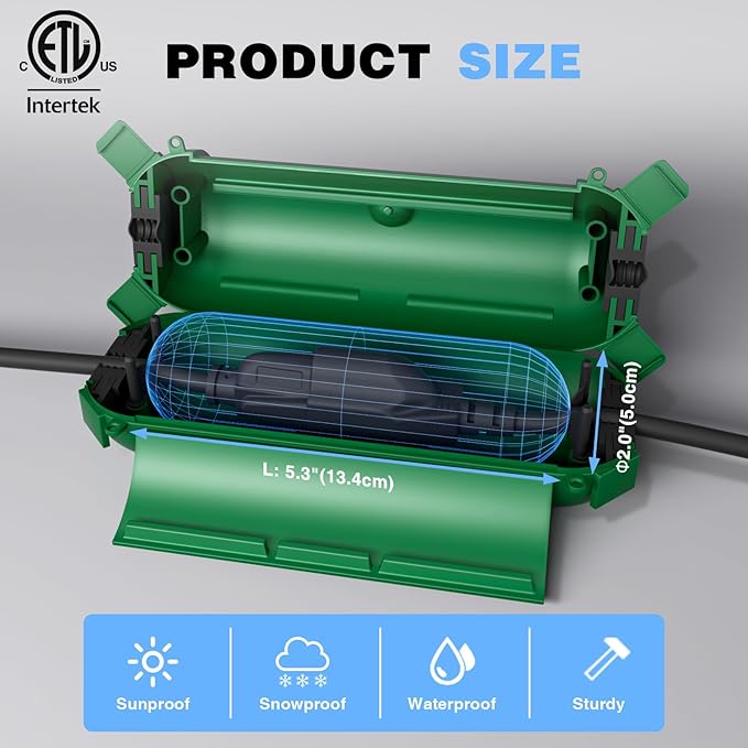 Flemoon [6 Pack] Outdoor Extension Cord Safety Cover with Waterproof Seal, Weatherproof Electrical Connection Box to Protect Outdoor Outlet, Plug, Socket, Christmas Holiday Decoration Light, Green