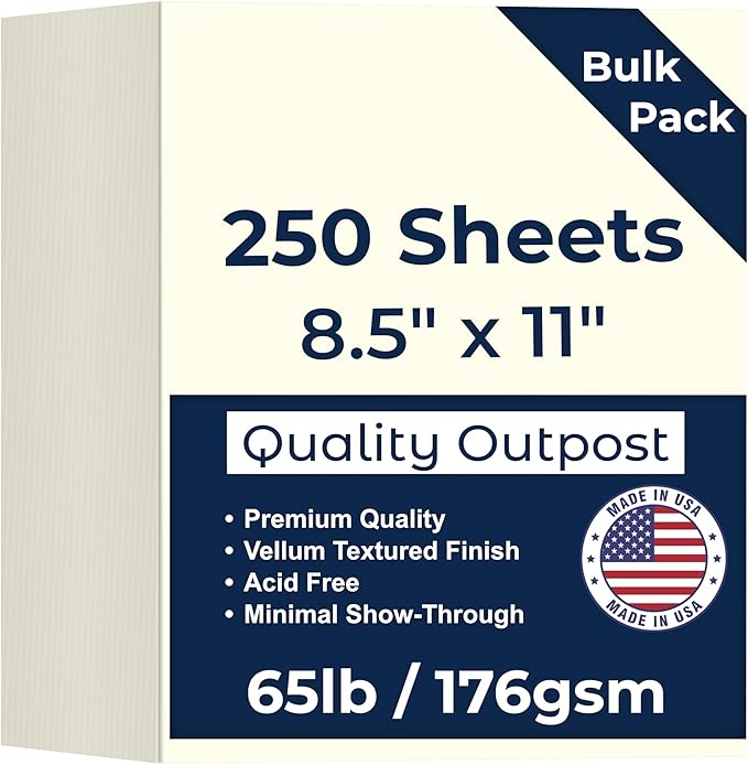 250 Sheets Cream Cardstock 8.5 x 11 Ivory Card Stock 65lb/176gsm Premium Off White Colored Sheets Thick Printer Paper for Cards Making, Office Printing, Wedding Invitations
