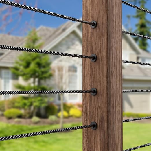 BLIKA 80 Pack Black Stainless Steel Protector Sleeves for 1/8" Deck Cable Railing, for Wood/Composite Posts, T316 Marine Grade, Black Cable Railing Protector Sleeves