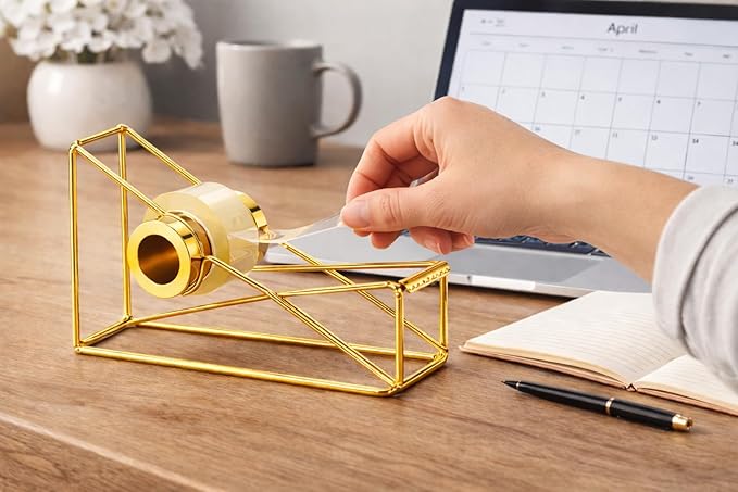 Gold Desktop Tape Dispenser Metal Wire Tape Holder