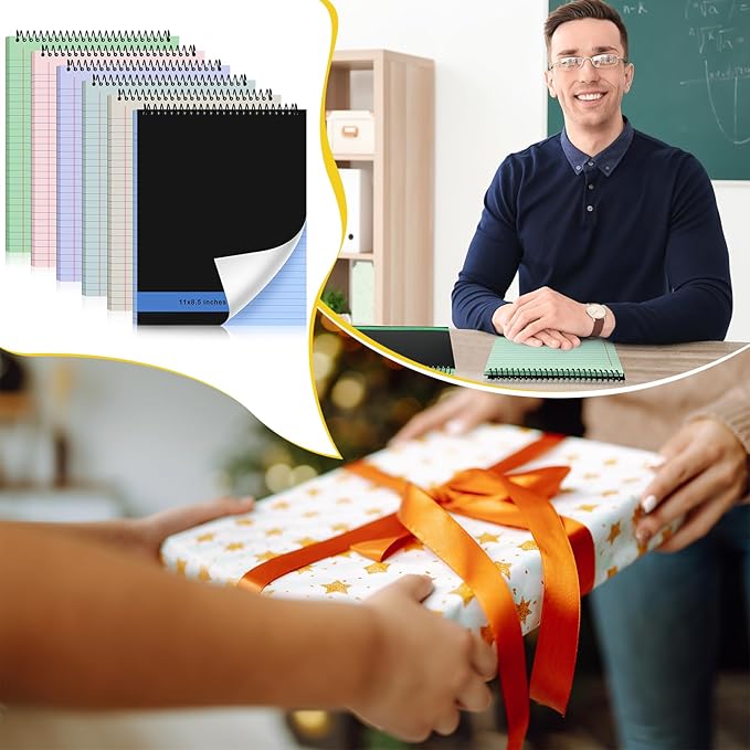Resurhang 6 Pcs Legal Pad Top Spiral Bound Notebook 70 Sheets Double Sided College Ruled Paper Notepad Memo Steno Pad with Stiff Cover for Business College(8.5 x 11 Inches,No Holes,Morandi Color)