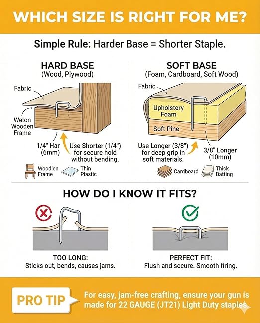 YEAHOME Light Duty Staples for Staple Gun, 3000 Counts 3/8-Inch JT21 Staples Standard Refill for Stapler, Suit for Upholstery, Crafts, General Repairs