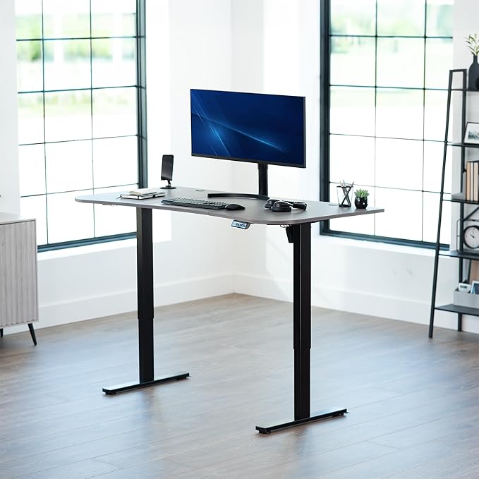 VIVO Electric 63 x 32 in Standing Desk, Memory Height Adjustment, 1B Series, Holds 220 lbs, Dark Gray Top Black Frame, DESK-KIT-1B1G