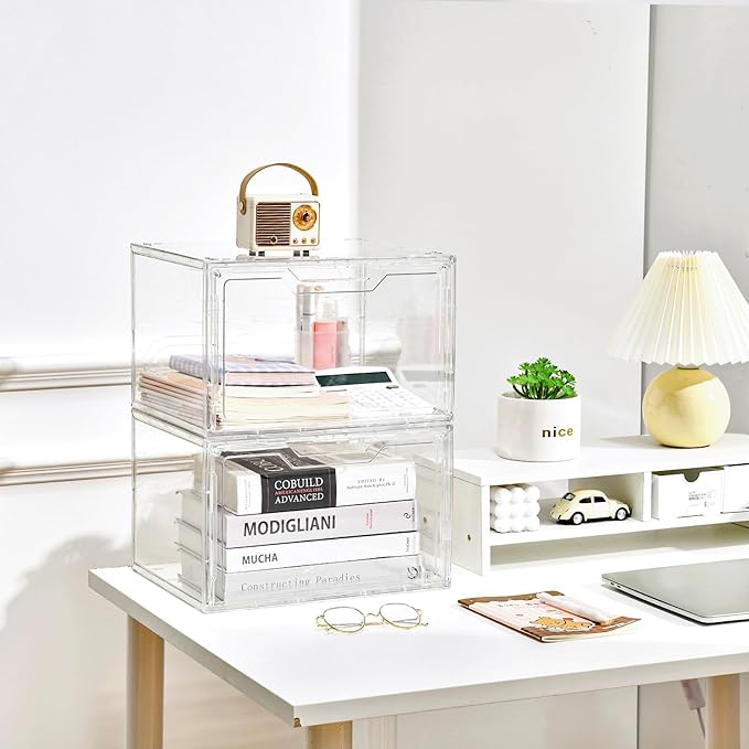 KOKOIN Magnetic Acrylic Clear Shoe Boxes – 360° Transparent Stackable Sneaker Storage & Organizer Box, Professional Shoe Display Case & Multipurpose Storage Bin for Closet (10pcs)