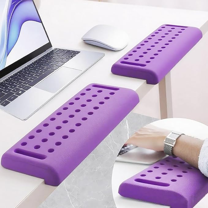 Pack of 2 L-Shaped Wrist Rest Keyboard, Memory Foam Arm Rest Desk, Ergonomic Wrist Rest for Palm, Wrist & Forearm, Office & Home(Purple)
