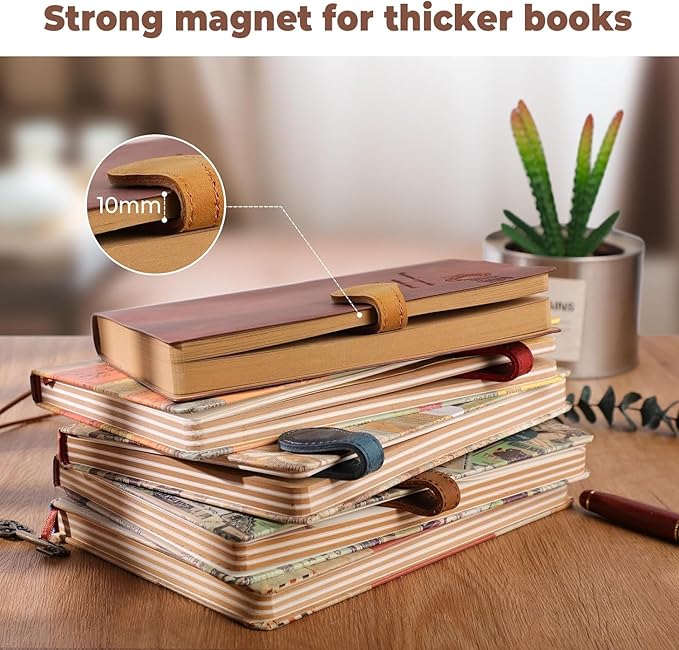 Artlaza Personalized Magnetic Leather Bookmark, 26 Letters Custom Leather Bookmarks, Handmade, Leather Magnetic Bookmark for Book Lovers Readers Women Kid(Red，Z）