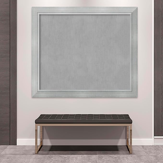 Amanti Art Silver Framed Magnetic Board 47x55 Oversize Vision Board for use with Magnets, 100% Metal Sheet to Display Items as Office Decor or for Home Organization in mudroom, Kitchen or Kids Room