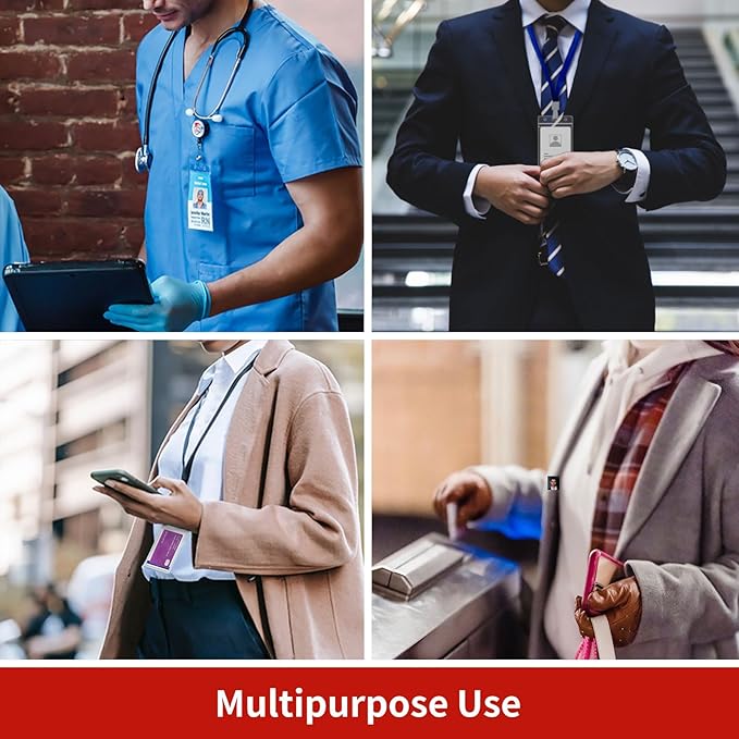 Turxayox 100 Pcs Clear ID Badge Holder, Vertical Plastic Name Tag Protector, Key Card Cover Sleeve, Work I'd Badge Badge Holders with Waterproof Resealable Zipper for Nurse Lanyard