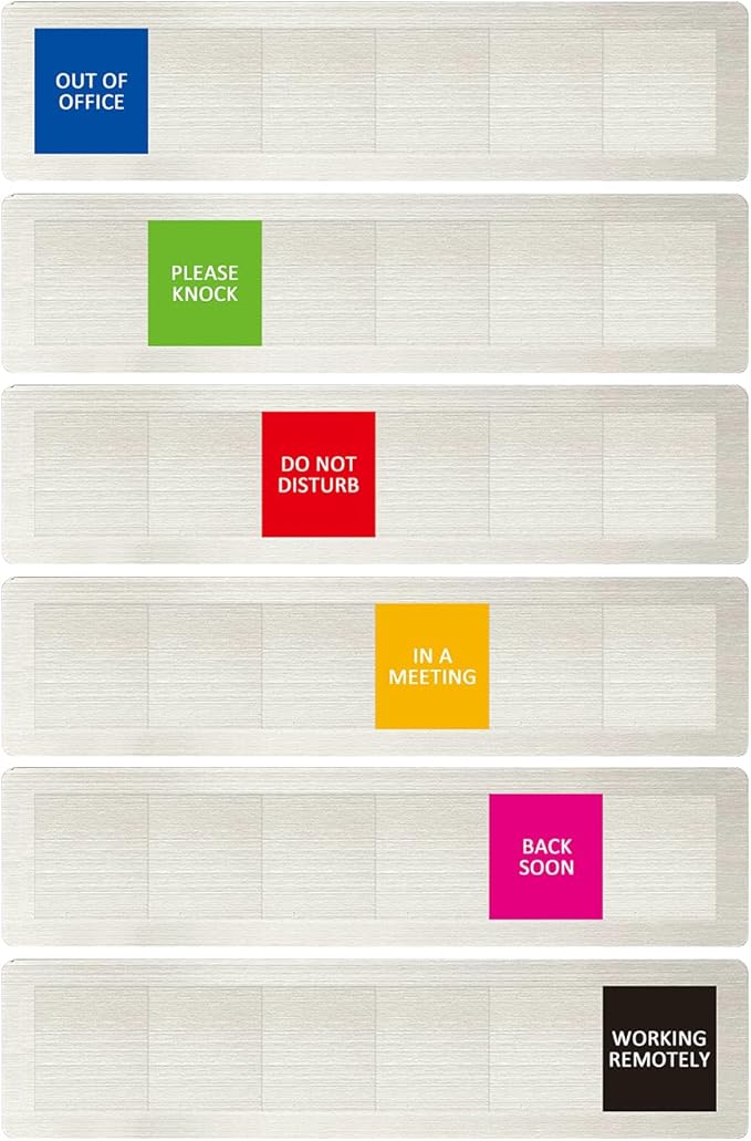 Privacy Door Sign, Do Not Disturb/Please Knock/Out of Office/in a Meeting/Back Soon/Working Remotely Sign That Lets Others Know Whether You're Available Or Not For Office-Brushed Silver-Stainless Steel-10 x 2.5 inches