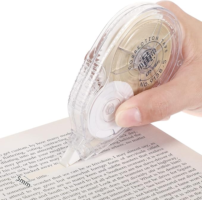Zonon 4 Pieces Correction Tape Cream Color Beige Corrective Tape Eraser 100 Feet Long for School Office Supplies Crafting, Note Taking, Journal, Case Color May Vary