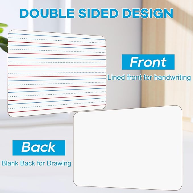 COYMOS 6 Pack Small White Board with Lines 9 x 12 Inch Double Sided Mini Dry Erase Board Classroom Pack Portable Dry Erase Lapboard for Kids Teacher Supplies with 6 Erasers and 6 Markers