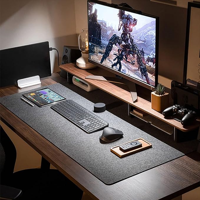 DAWNTREES Large Felt Desk Mat, 40''x16'' Full Desk Mouse Pad, Office Computer Desk Mat for Keyboard,100X40cm Felt Desktop Mat for Desk Pad Protector