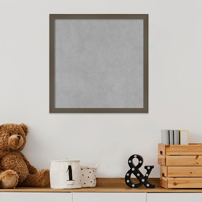 Amanti Art Grey Framed Magnetic Board 17x17 Small Vision Board for use with Magnets, 100% Metal Sheet to Display Items as Office Decor or for Home Organization in mudroom, Kitchen or Kids Room