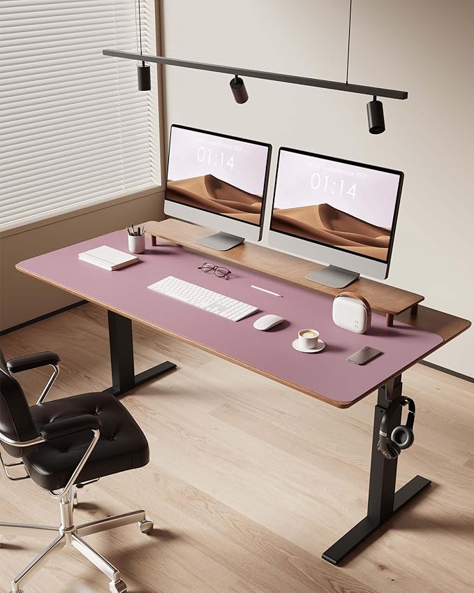 YSAGi Leather Desk Protector, Office Mat, Large Mouse Mat, Non-Slip PU Leather Blotter, Laptop Pad, Waterproof Writing Pad for Office and Home (Pale Mauve, 47" x 17")