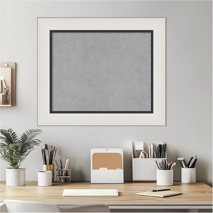 Amanti Art Silver Framed Magnetic Board 22x26 Small Vision Board for use with Magnets, 100% Metal Sheet to Display Items as Office Decor or for Home Organization in mudroom, Kitchen or Kids Room