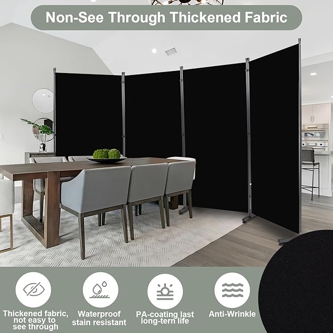 Room Divider 6FT 4 Panel Privacy Screen, 136'' Wide Fabric Indoor Room Divider Wall Divider for Room Separation, Portable Room Partitions and Dividers Freestanding Temporary Wall Room Separators