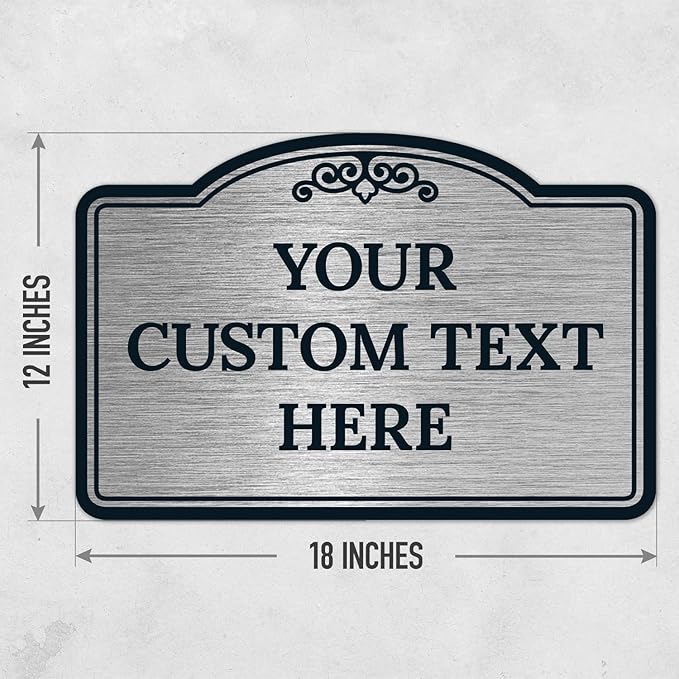 Custom Decorative Sign, Personalized Metal Sign for Business, Driveway, Home, Airbnb, Office Door Plaque, Brushed Nickel Sign, 12x18 Inches, ACM, Fade Resistant, Made in USA by Sigo Signs