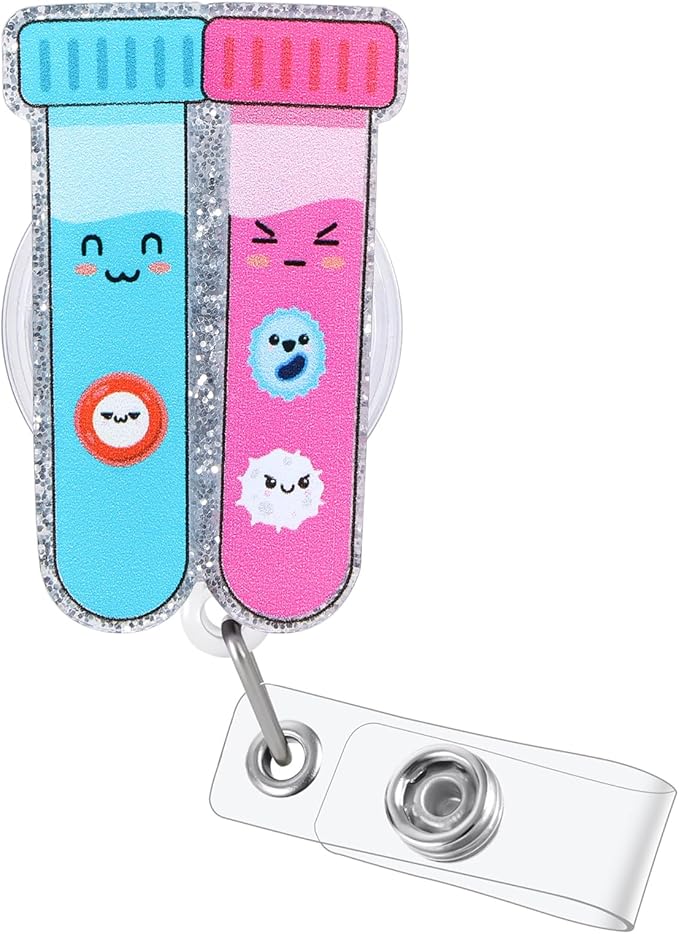 Funny Phlebotomy Badge Reel | Cute Retractable ID Card Phlebotomist Badge Holder | Name Tag Medical Work Badge Clip for Lab Infusion Room RN LPN CNA MA ER Pediatric Urology Doctor | Nurse Gifts