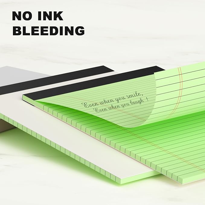 AILZFEI Colored Legal Pads 8.5 x 11 Note Pads 8.5x11 inch, Wide Ruled Clear Print Writing Pads 30 Sheets/Pad, 20lb Colored Paper, Perforated Notepad with Sturdy Back (3 Pads)