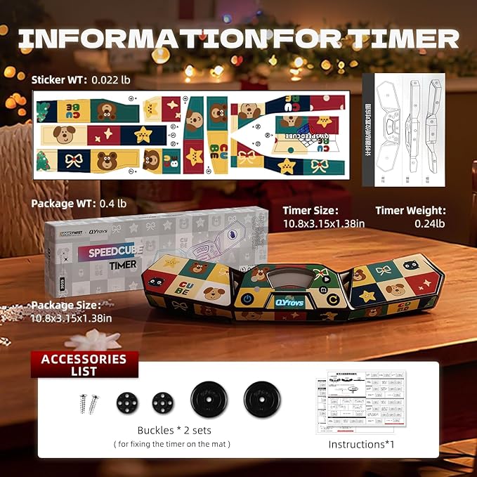 Professional Speed Cube Timer,Touch Control Timer with Display,Cube Race Stack Competition a Stocking Stuffers for Boys and Girls