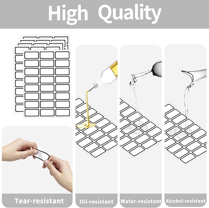 STARLIBOO Removable Labels, Blank Freezer Labels for Food Containers, 1x2 Inch Freezer Stickers/Waterproof Labels/ (Black Border, 360 Labels)