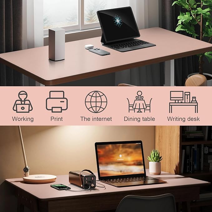 DAWNTREES Desk Mat Protector,PU Leather Desk Pad,Non Slip, Large Mouse Pad and Keyboard Mat, Waterproof Writing Pad for Office and Home (Pink,47.2''x23.6'')