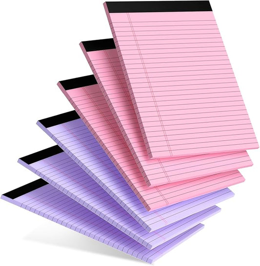 AILZFEI Pink Purple Legal Pads 8.5 x 11 Wide Ruled, Note Pads 30 Sheets/Pad, 20lb Colored Notepad Paper, Perforated Notepad with Sturdy Back
