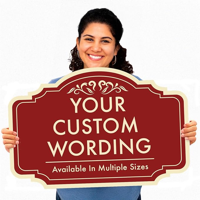 Custom Decorative Outdoor Metal Sign - Personalized Aluminum Driveway Sign, Waterproof, Made in USA - Design 2 Red Brick 10x7 In