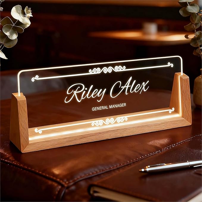 Custom Office Name Plate, Personalized Light Up Desk Sign for Coworkers Team Members, Employee Appreciation Gifts
