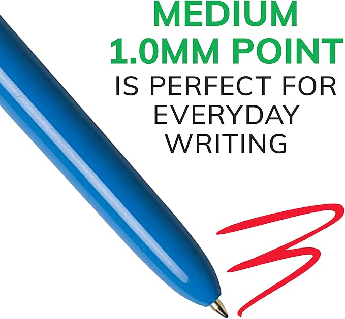 BIC 4-Color Original Retractable Ballpoint Pen with 1.0 mm Medium Point, 3-Count in Assorted Ink