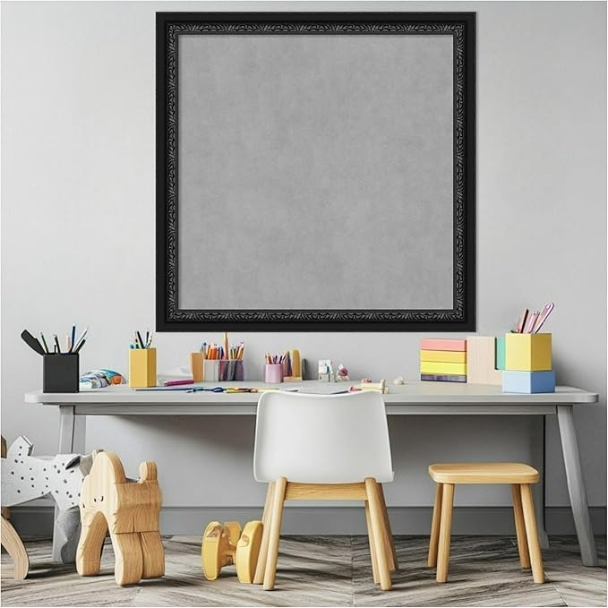 Amanti Art Black Framed Magnetic Board 28x28 Medium Vision Board for use with Magnets, 100% Metal Sheet to Display Items as Office Decor or for Home Organization in mudroom, Kitchen or Kids Room