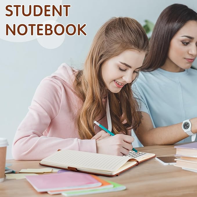 Qeeenar 24 Pack Leather Notebook Journals Bulk 5.7" x 8.3" Harder Cover A5 Journals for Writing Men Women Leather Travel Notebooks Daily Gifts for Office School (Brown)