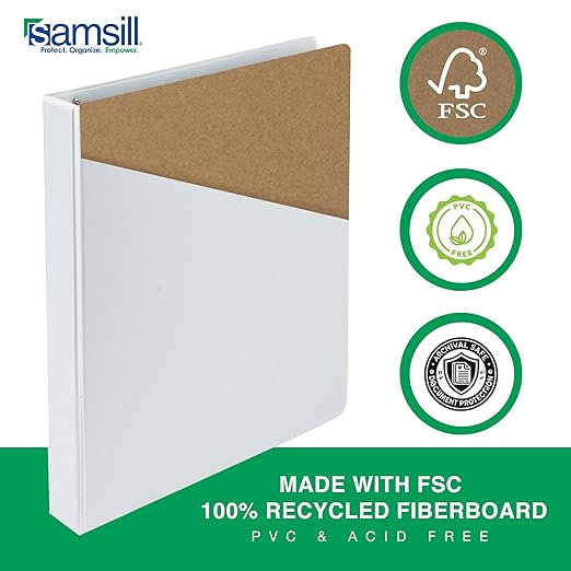 Samsill 1.5 Inch 3 Ring Binder, Made in USA, Economy Round Ring, Clear View Cover, 325 Sheet Capacity - for School, Home, Office - White