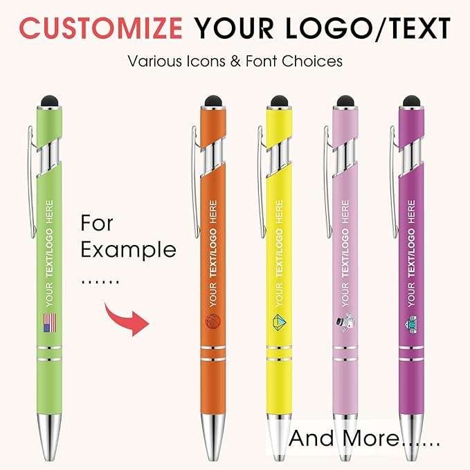 ENOMY Personalized Pens Bulk Free Engraved with Logo/Name/Message Black Ink Custom Pens Customized Stylus Ballpoint Pens Ideal Gifts for Business Anniversary (20)