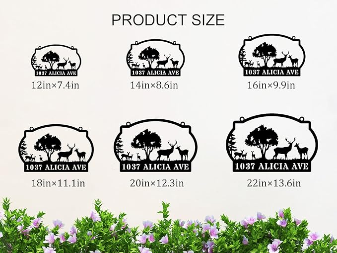 Personalized Deer Bear Metal House Numbers for Outside，Custom Address Sign for Houses，Hanging Mailbox House Number ，Lamp Post Address Plaques，Metal Name Sign Outside，Housewarming gifts，Home Decor