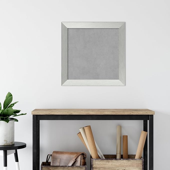 Amanti Art Silver Framed Magnetic Board 24x24 Medium Vision Board for use with Magnets, 100% Metal Sheet to Display Items as Office Decor or for Home Organization in mudroom, Kitchen or Kids Room