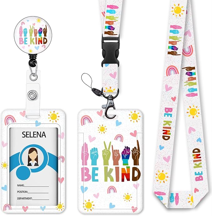 ID Badge Holder with Lanyard, Retractable Badge Holders Reels, Breakaway Lanyards Keychain, Cute ID Holders for Women Teacher Nurse Nursing Doctor Student