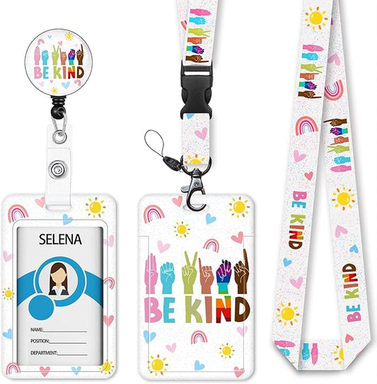 ID Badge Holder with Lanyard, Retractable Badge Holders Reels, Breakaway Lanyards Keychain, Cute ID Holders for Women Teacher Nurse Nursing Doctor Student