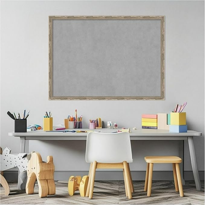 Amanti Art Silver Framed Magnetic Board 22x30 Medium Vision Board for use with Magnets, 100% Metal Sheet to Display Items as Office Decor or for Home Organization in mudroom, Kitchen or Kids Room