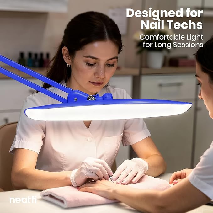 Neatfi XL 2,200 Lumens LED Task Lamp, 24W Super Bright Desk Lamp, 117 Pcs SMD LED, 4 Level Brightness, Dimmable, Task Light for Home, Office, Workbench (Non-CCT, Sapphire Blue)
