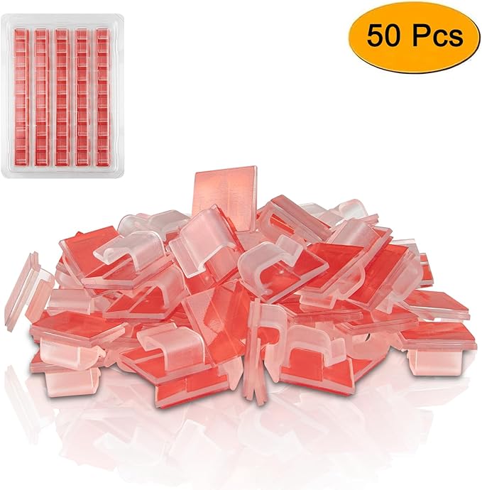 SOULWIT 50 Pcs Self Adhesive Cable Management Clips, Cable Organizers Sticky Wire Clips Cord Holder for TV PC Laptop Ethernet Cable Desktop Home Office (Clear)