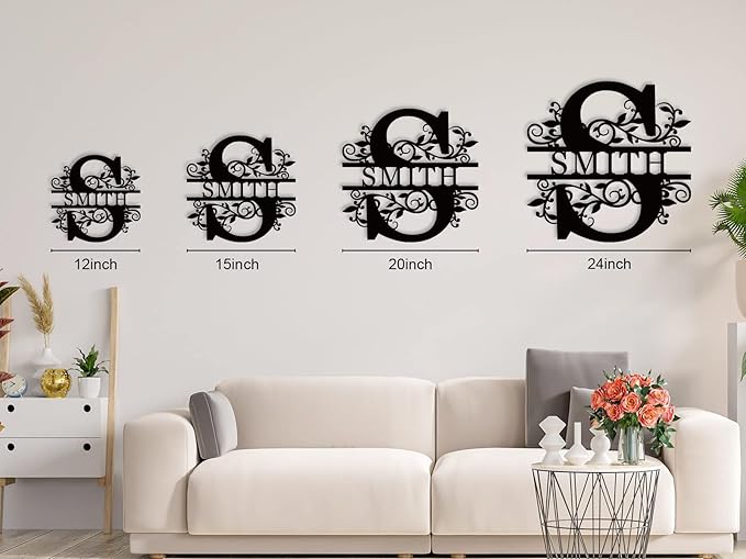 Personalized Christmas Gifts 2026 Best Housewarming Gifts Custom Metal Wedding Anniversary Sign Custom Metal Sign Wedding Gifts Personalized Family Name Signs Monogram Wall Décor（Initial）