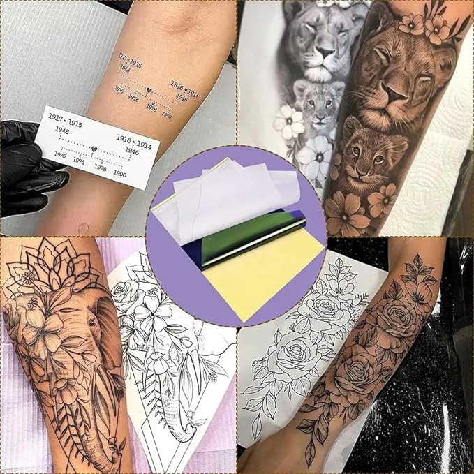 Yuelong Tattoo Transfer Paper 50 Sheets - A4 Thermal Stencil Paper for Tattooing, 4 Layers High Definition Transfer Paper, DIY Tattoo Tracing Paper for Tattoo Transfer Kit Tattoo Studio Supplies