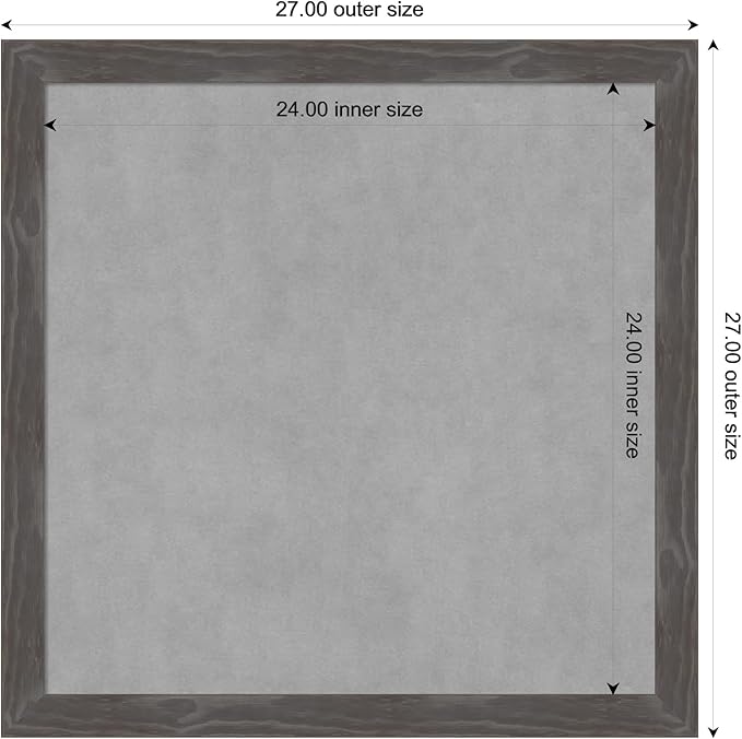 Amanti Art Grey Framed Magnetic Board 27x27 Medium Vision Board for use with Magnets, 100% Metal Sheet to Display Items as Office Decor or for Home Organization in mudroom, Kitchen or Kids Room